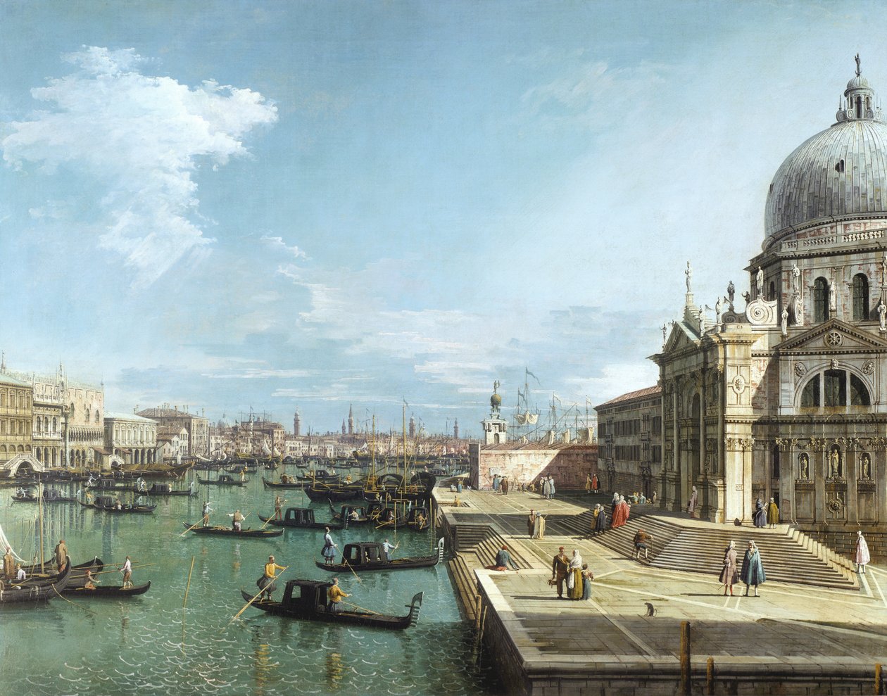 La entrada al Gran Canal y la iglesia de Santa Maria della Salute, Venecia de Giovanni Antonio Canal