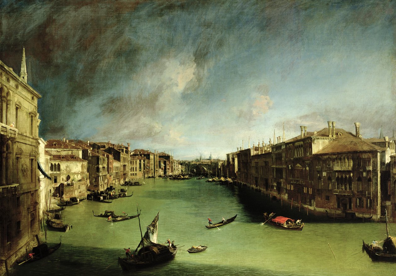 El Gran Canal, vista del Palazzo Balbi hacia el Puente de Rialto, 1724 de Giovanni Antonio Canal