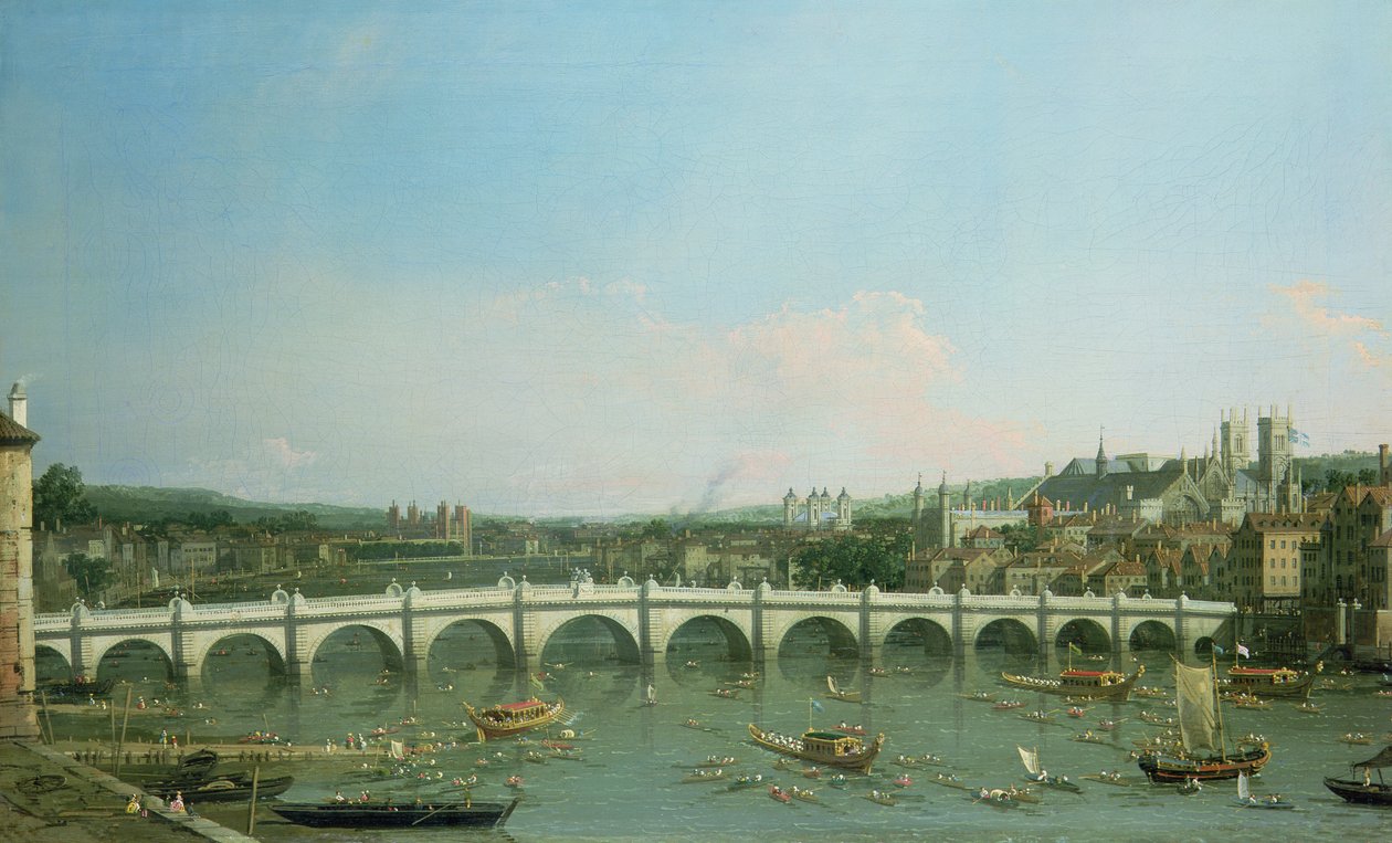 Puente de Westminster desde el norte con el Palacio de Lambeth a lo lejos de Giovanni Antonio Canal