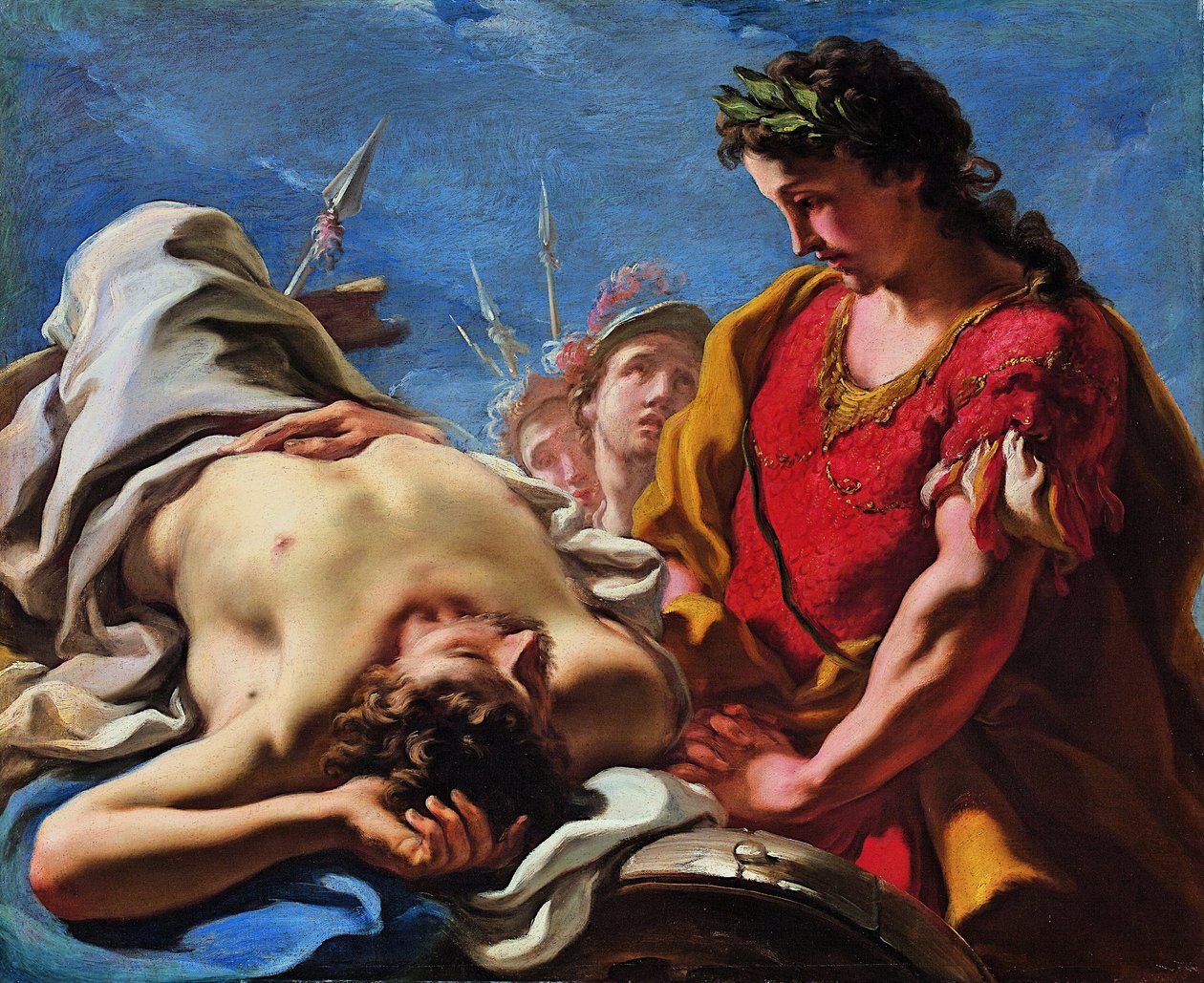 Alejandro ante el cadáver de Darío muerto de Giovanni Antonio Pellegrini