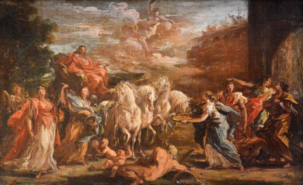 Entrada triunfal en Düsseldorf del príncipe Johann Wilhelm von der Pfalz, elector palatino de Giovanni Antonio Pellegrini