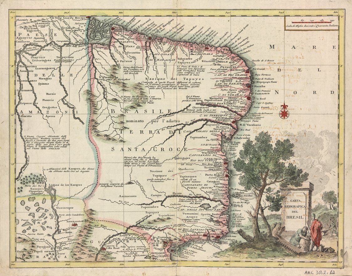 Mapa geográfico de Brasil de Giovanni Battista Albrizzi