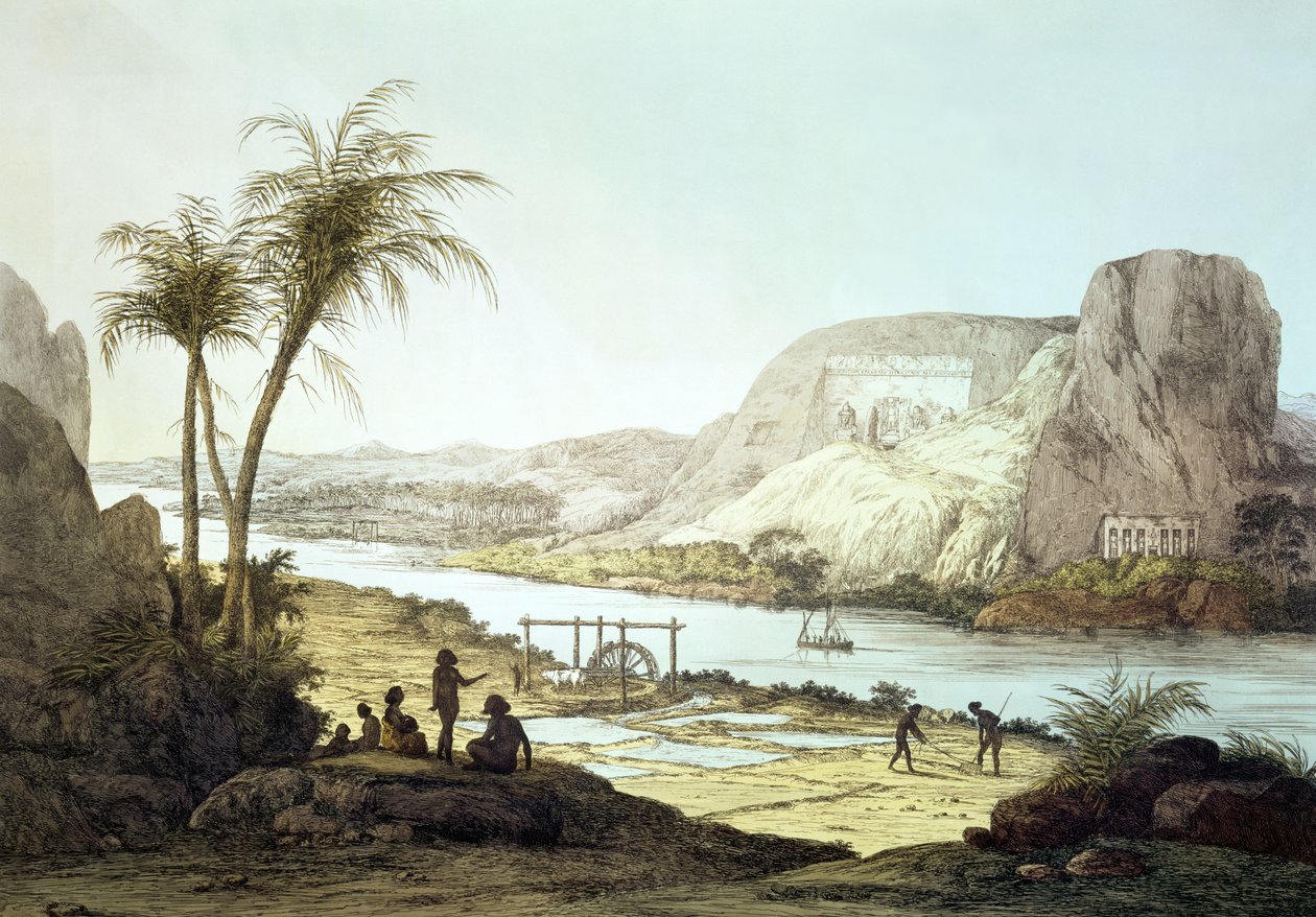 Vista de los templos de Abu Simbel, Nubia de Giovanni Battista Belzoni
