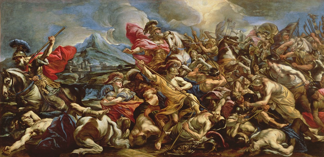 Josué deteniendo el sol para derrotar a los amalecitas de Giovanni Battista Benaschi