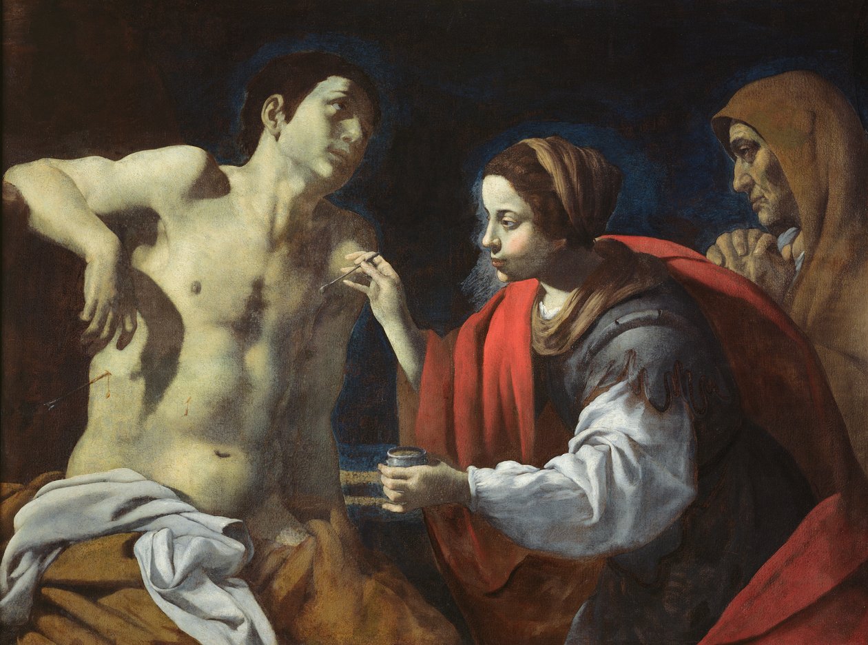 San Sebastián cuidado por Santa Irene de Giovanni Battista Caracciolo