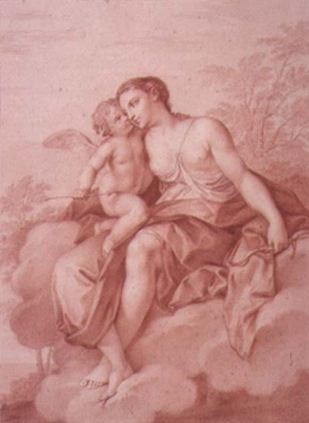 Venus reclinada en una nube, abrazando a Cupido de Giovanni Battista Cipriani