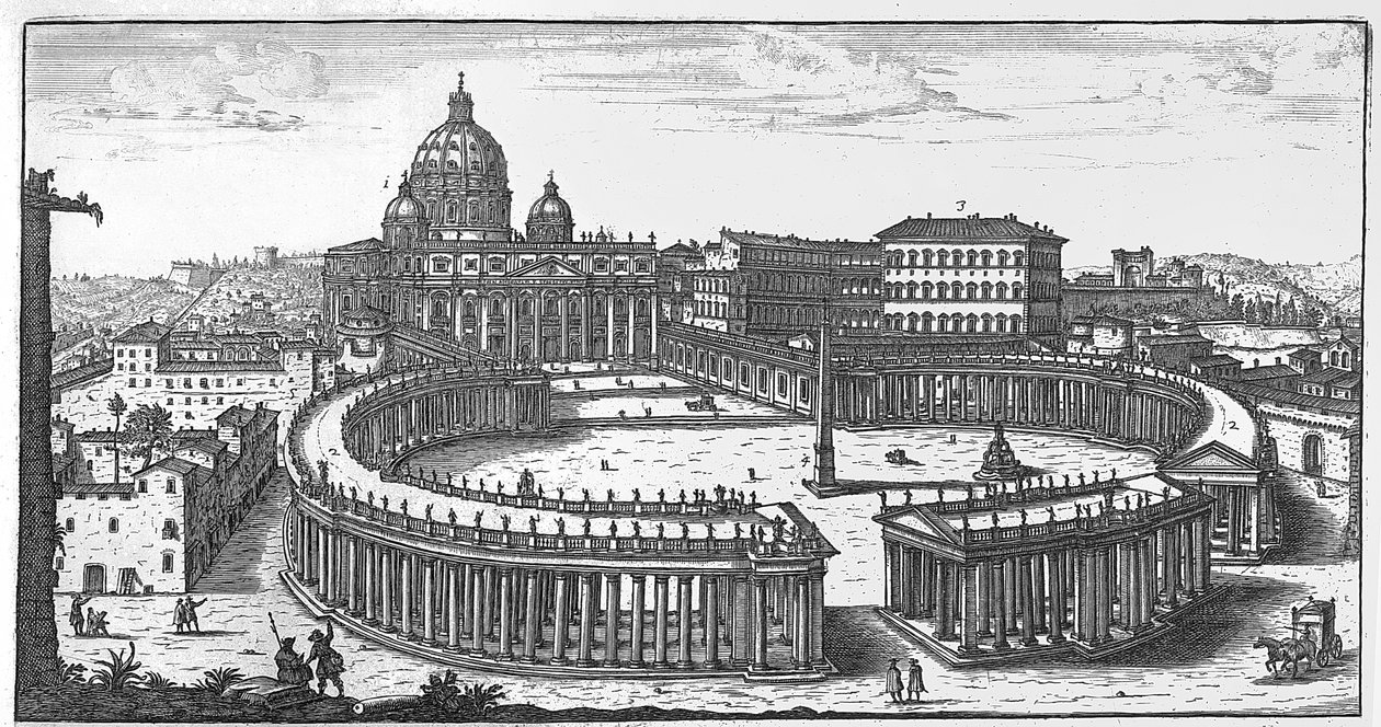 Plan original de Bernini para la Plaza de San Pedro, Roma