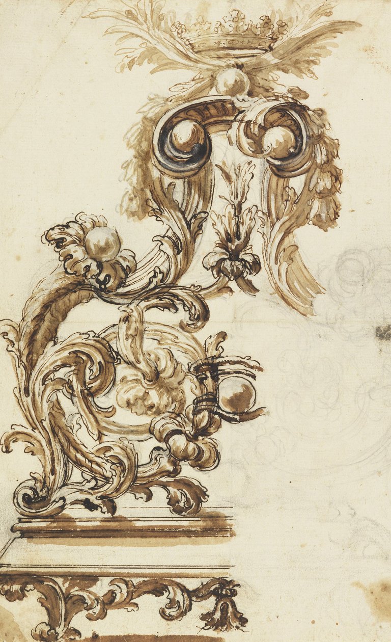 Diseño para un adorno de bronce dorado de Giovanni Battista Foggini