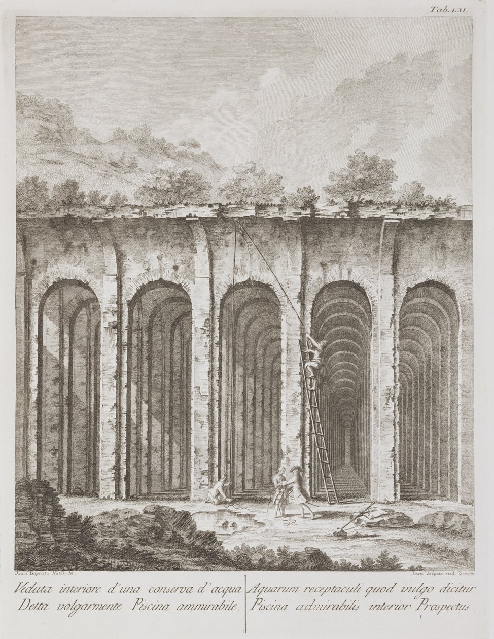 Piscina Mirabilis, de Avanzi della Antichita esistenti a Pozzuoli, Cuma, e Baja por Paulo Antonio Paoli, grabado por Giovanni Volpato (1735-1803) de Giovanni Battista III Natali