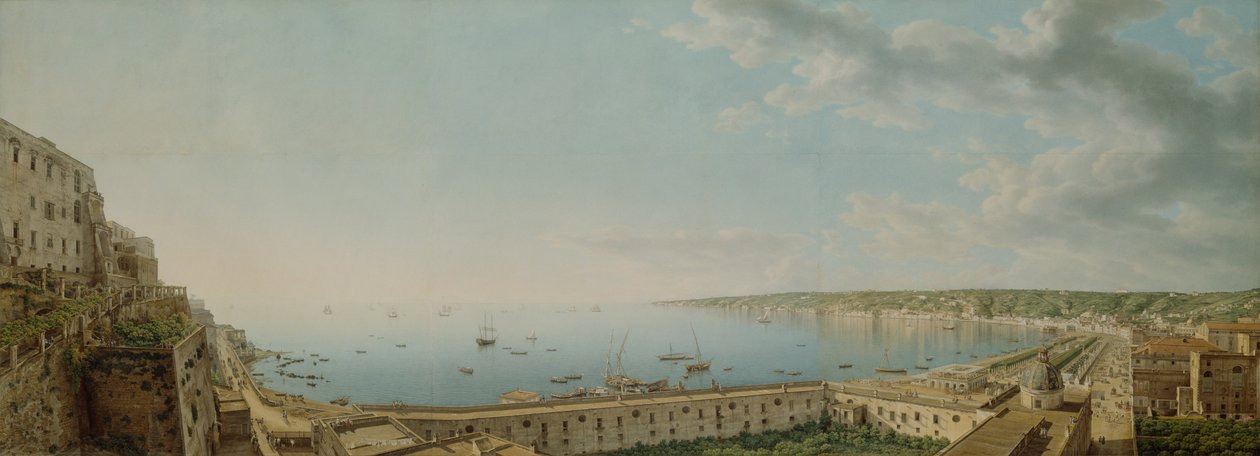 Vista de la bahía de Nápoles, mirando al suroeste desde el Pizzofalcone hacia Capo di Posilippo de Giovanni Battista Lusieri