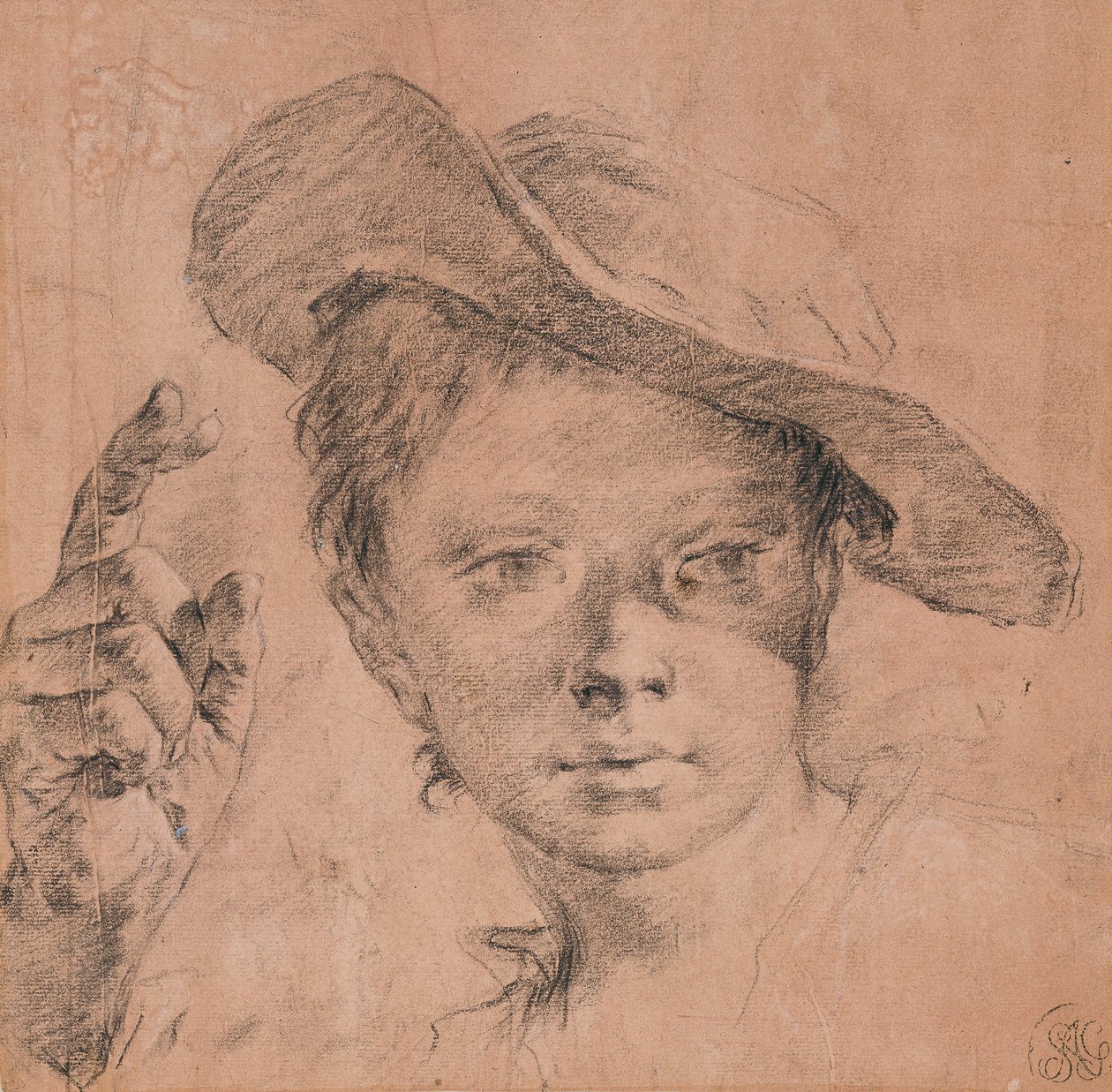 Retrato de un niño señalando con la mano derecha levantada, c. 1740-1745 de Giovanni Battista Piazzetta