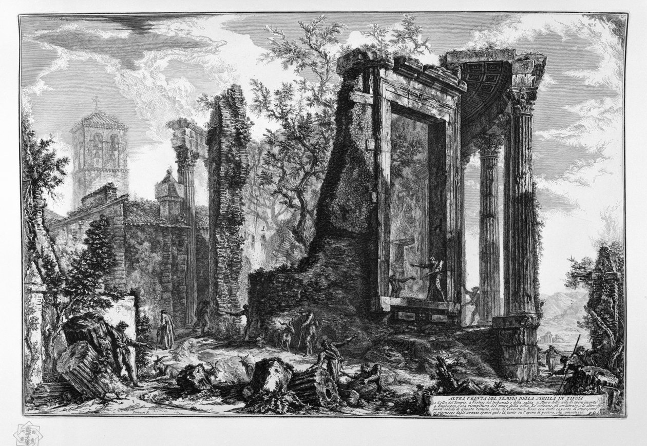 Otra vista del Templo de la Sibila en Tívoli de Giovanni Battista Piranesi