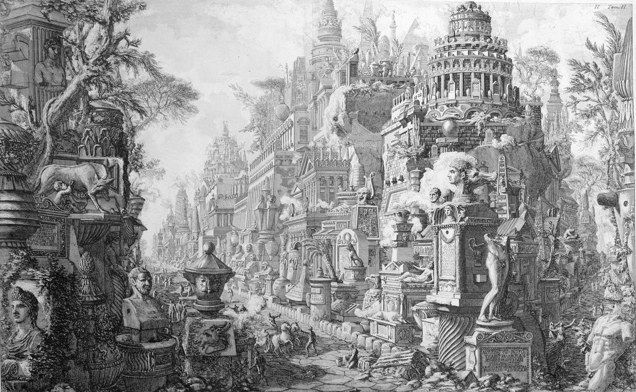 Frontispicio alegórico de Roma y su historia, de 