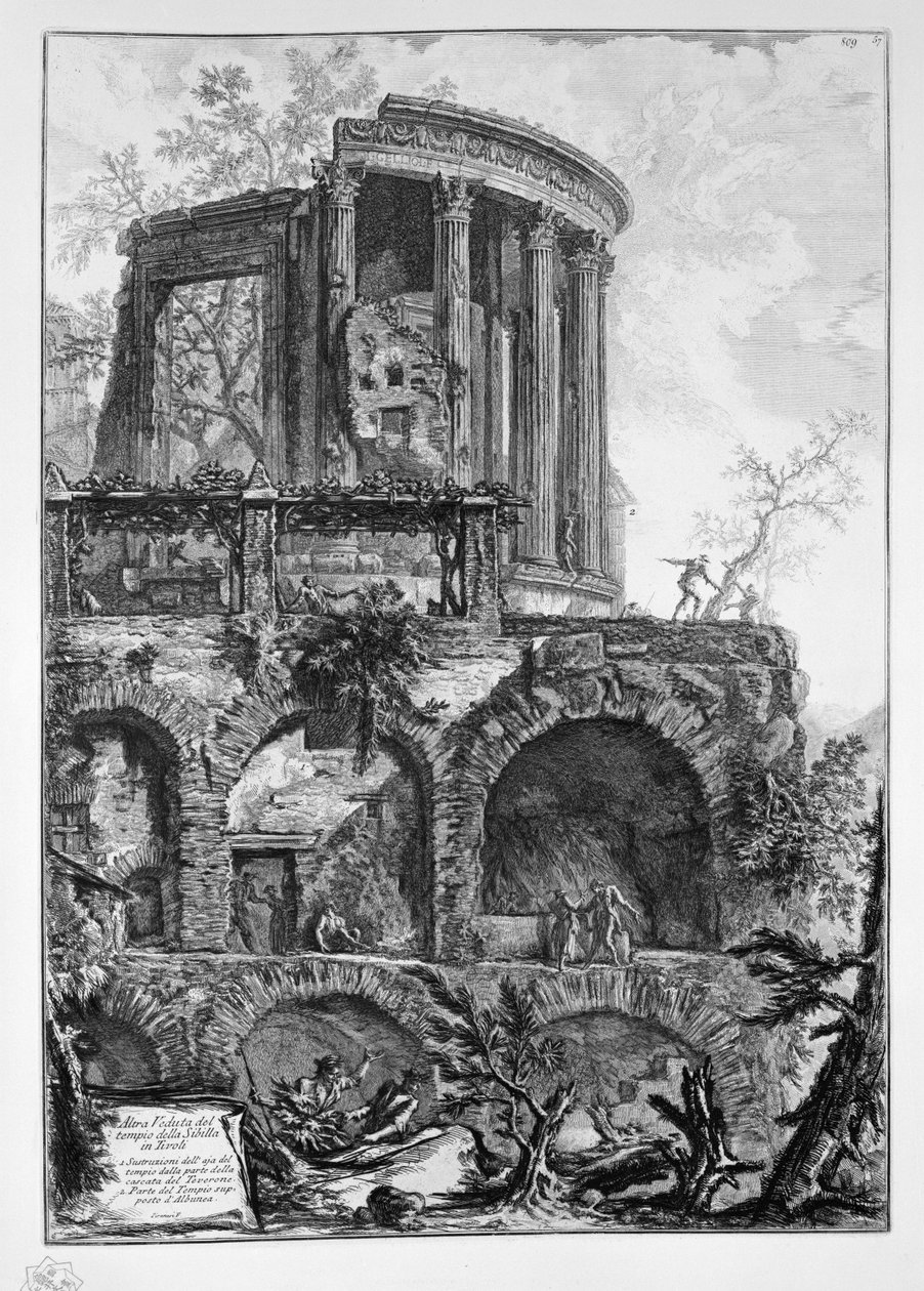 Otra vista del templo de la Sibila en Tívoli de Giovanni Battista Piranesi