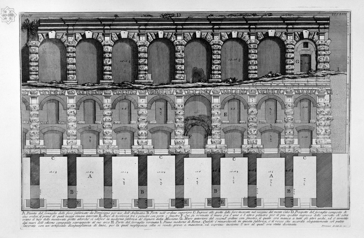 Demostración del serrallo de las fieras fabricado por Domiciano para uso del Anfiteatro de Giovanni Battista Piranesi