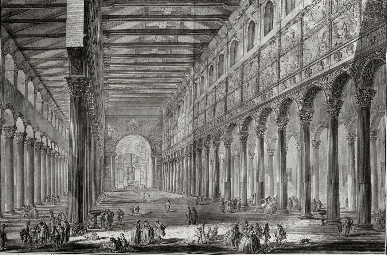 Interior de la Basílica de San Pablo Extramuros, Roma, de 
