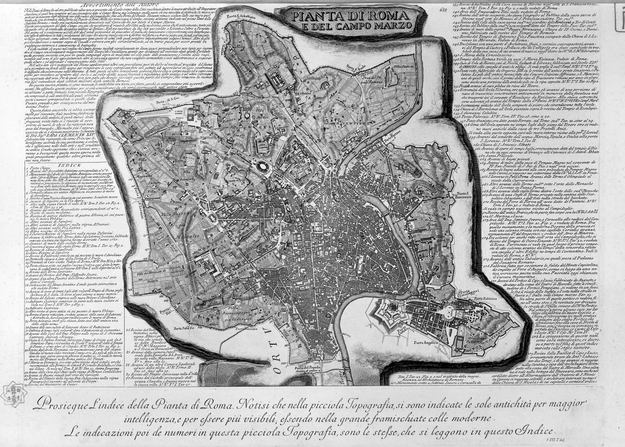 Mapa de Roma, parte 1 de Giovanni Battista Piranesi