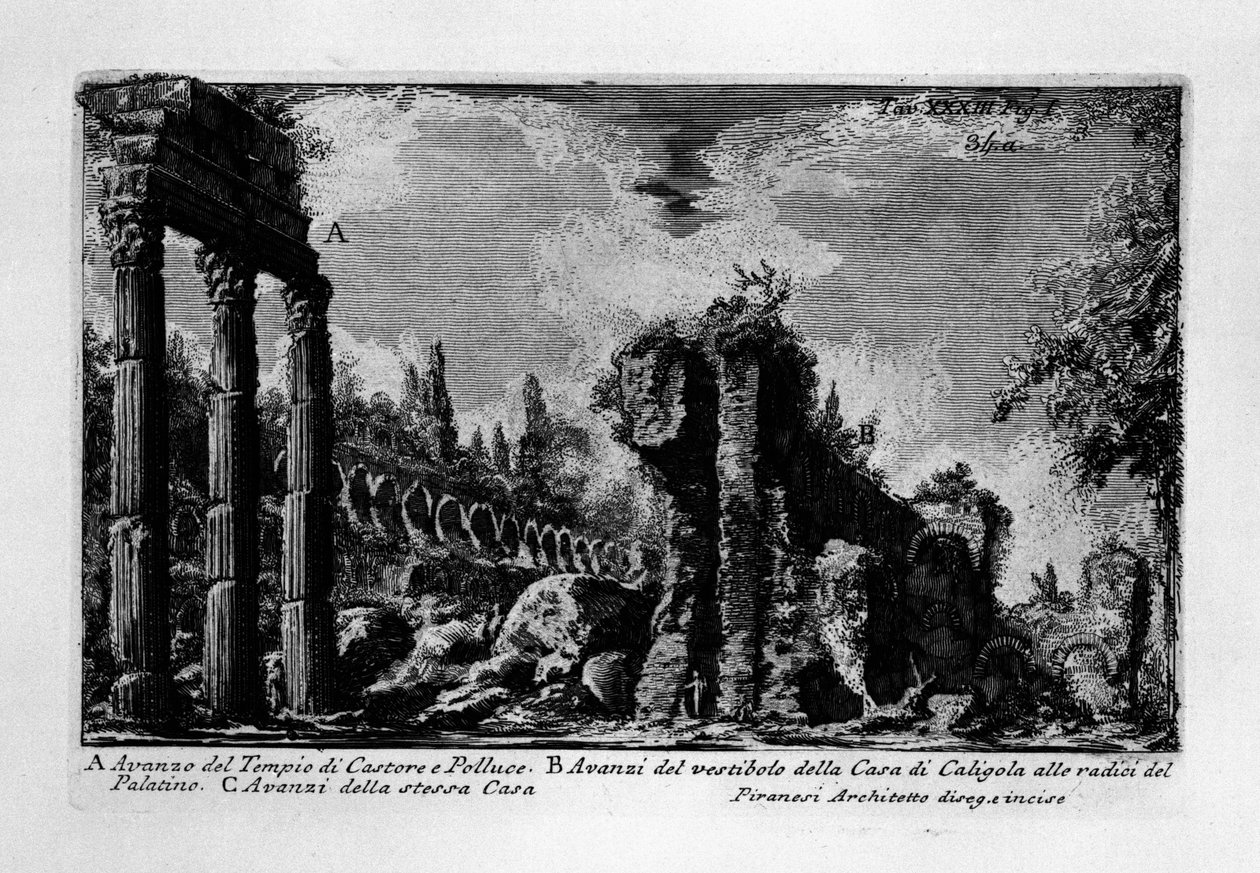 Templo de Cástor y Pólux, Roma de Giovanni Battista Piranesi