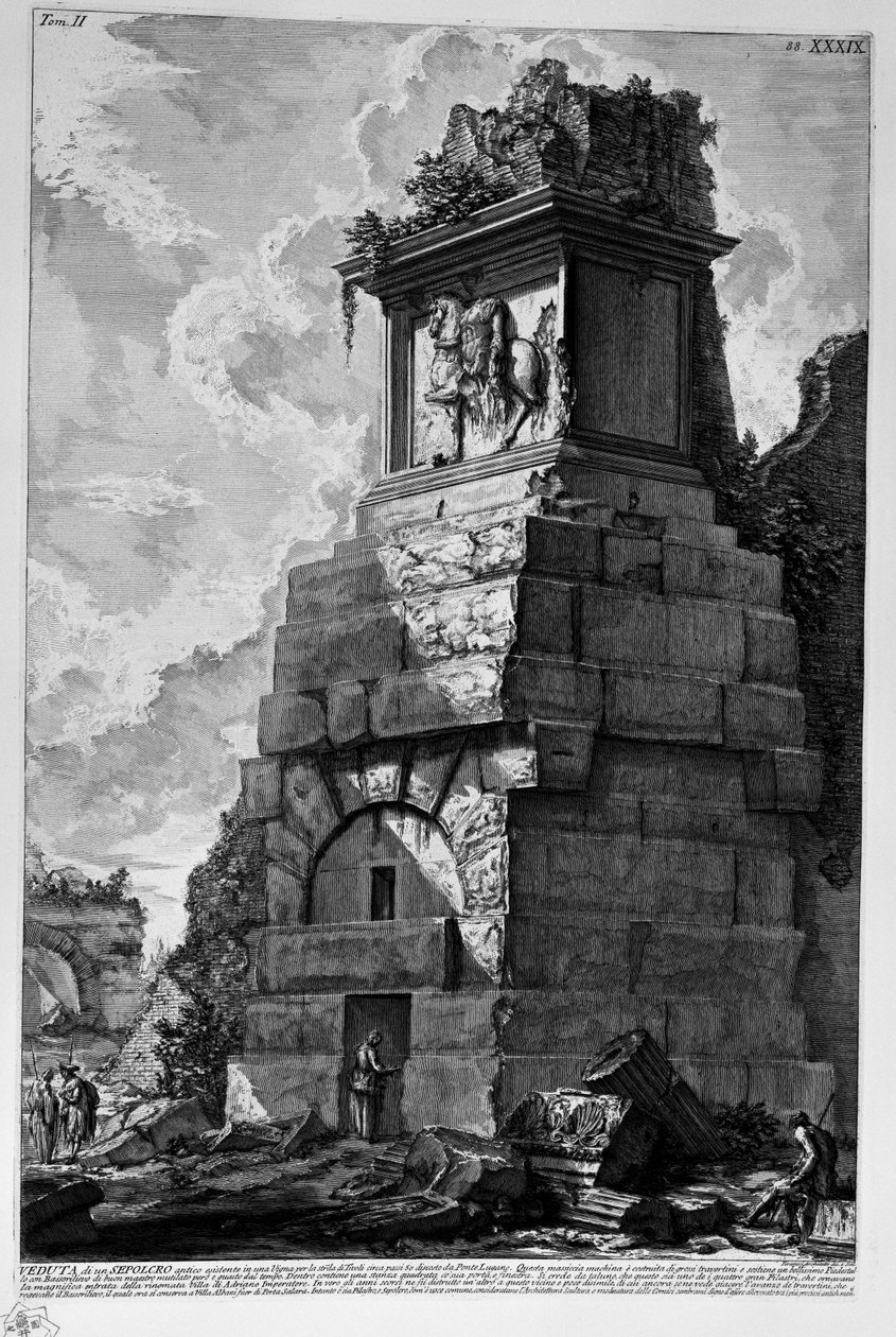 Tumba en la Vía Tiburtina cerca de Ponte Lugano de Giovanni Battista Piranesi