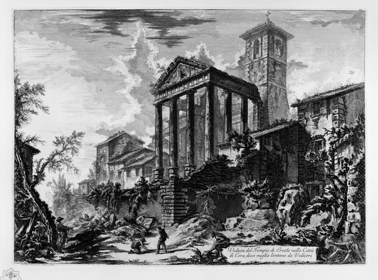Vista del Templo de Hércules en la Ciudad de Cora, a diez millas de Velletri de Giovanni Battista Piranesi