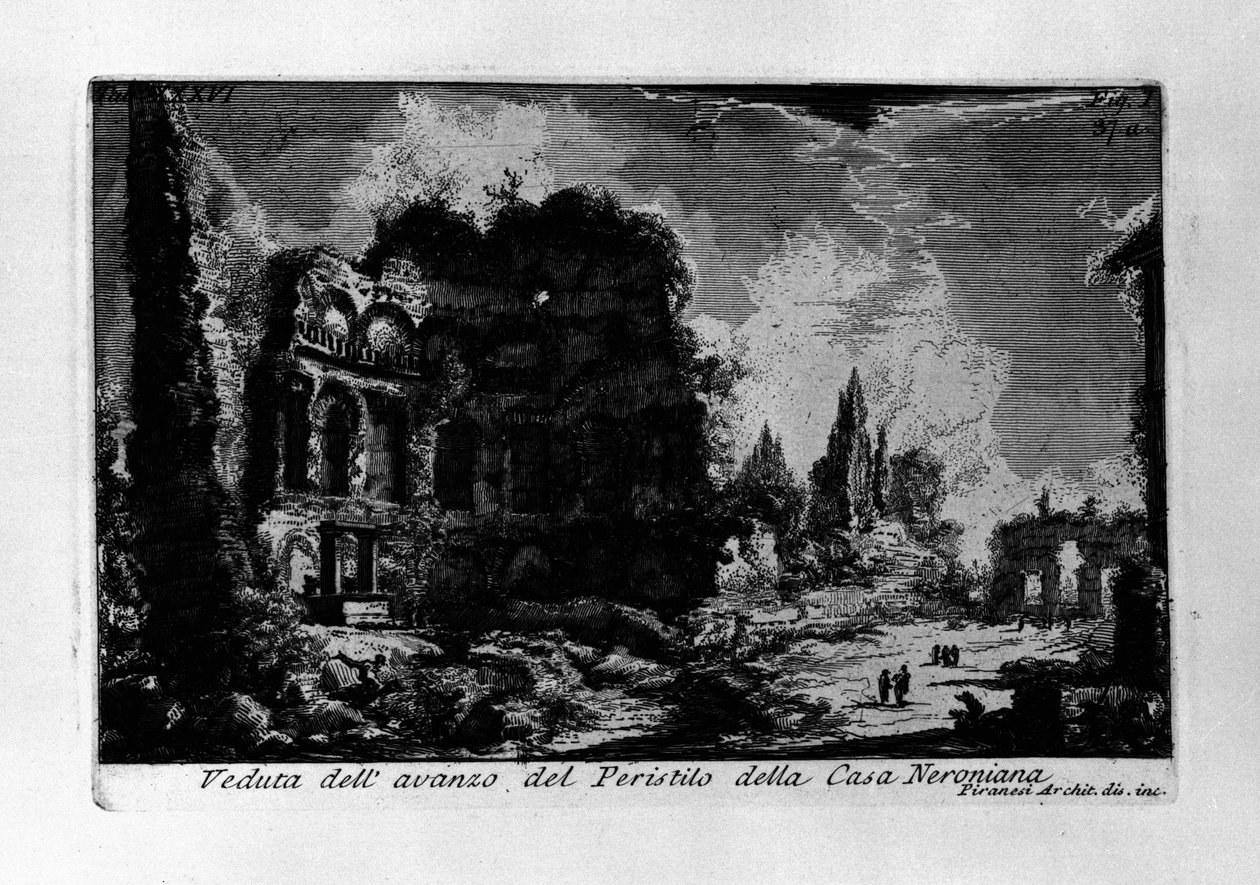 Vista del avance del Peristilo de la Casa Neroniana de Giovanni Battista Piranesi