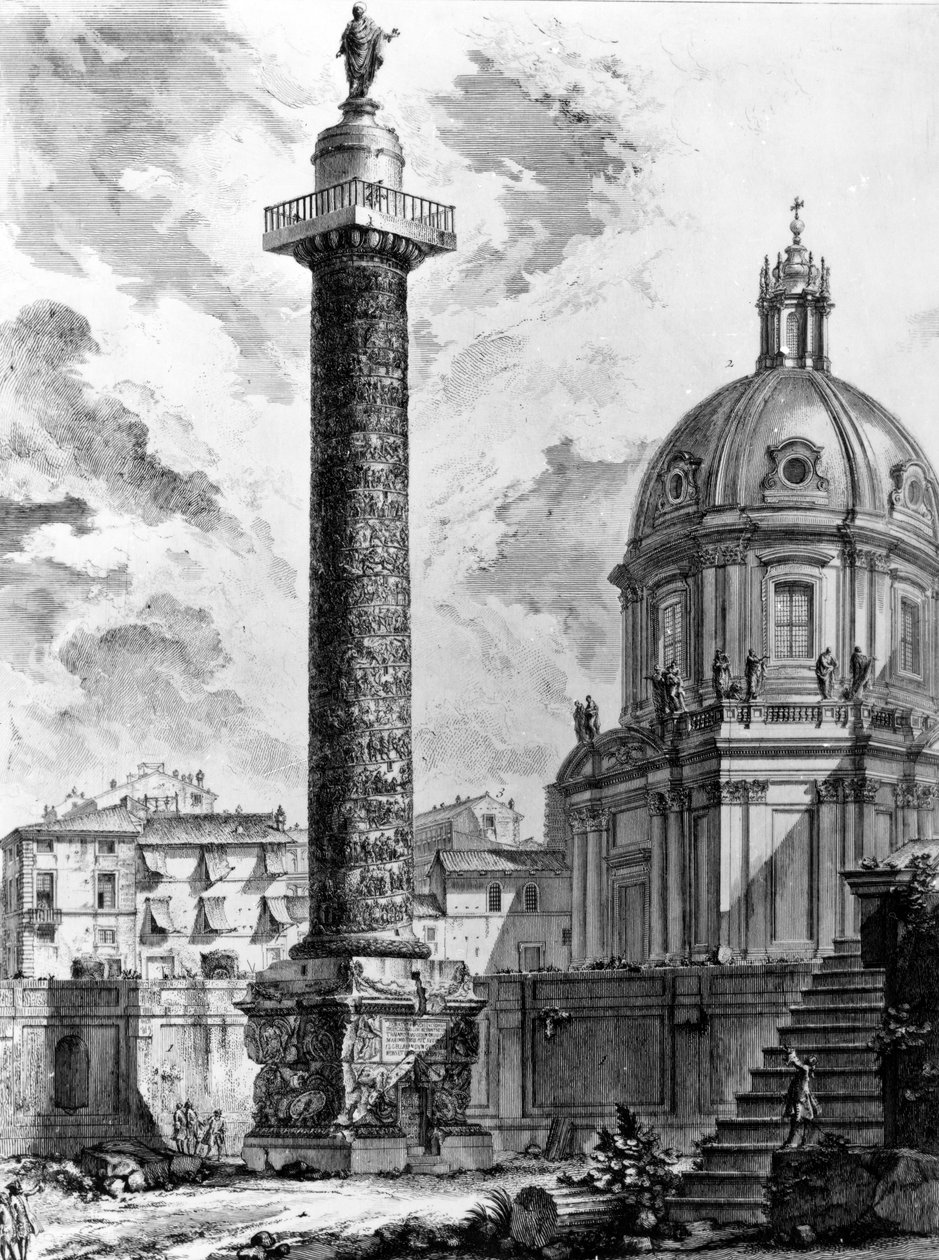 Vista de la Columna de Trajano y la Iglesia de SS Nome di Maria, de la serie 