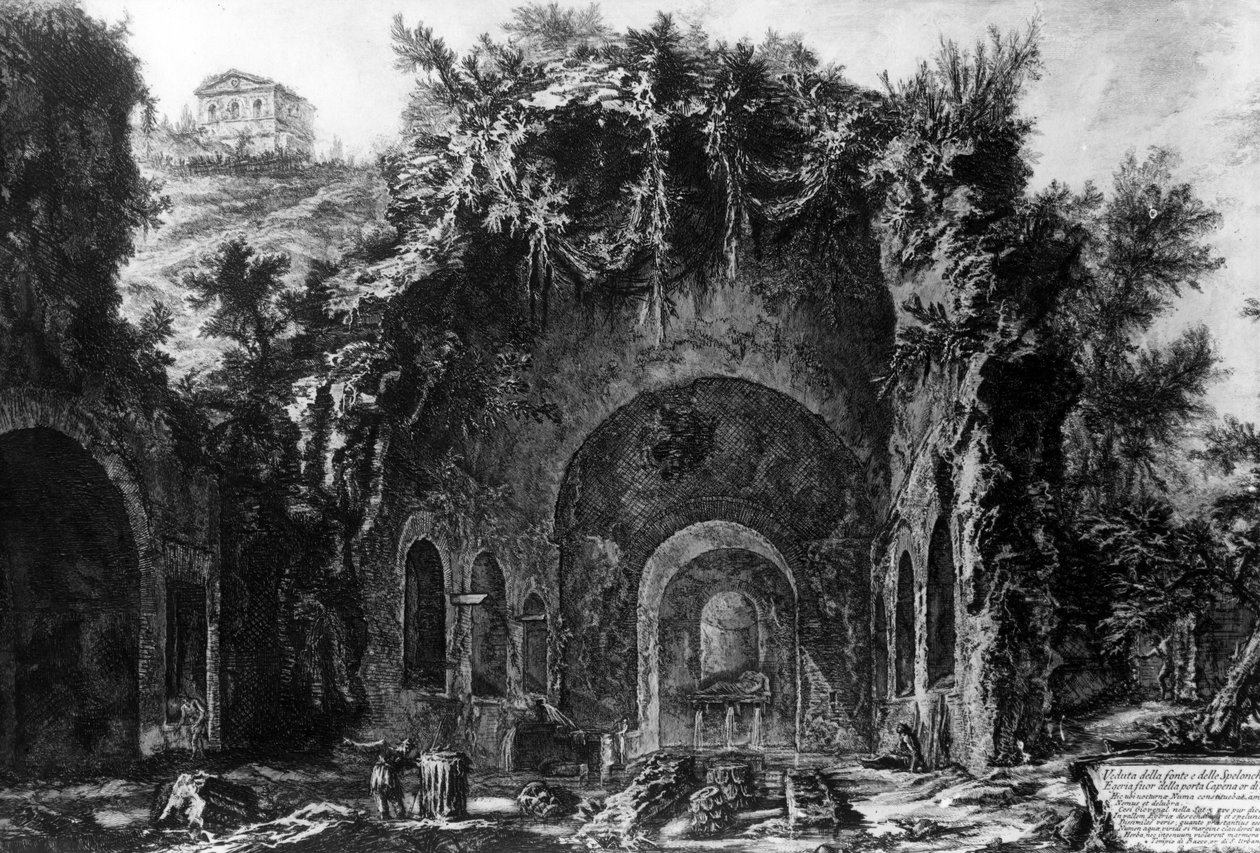 Vista de la Gruta de Egeria fuera de la Porta Capena, de la serie 