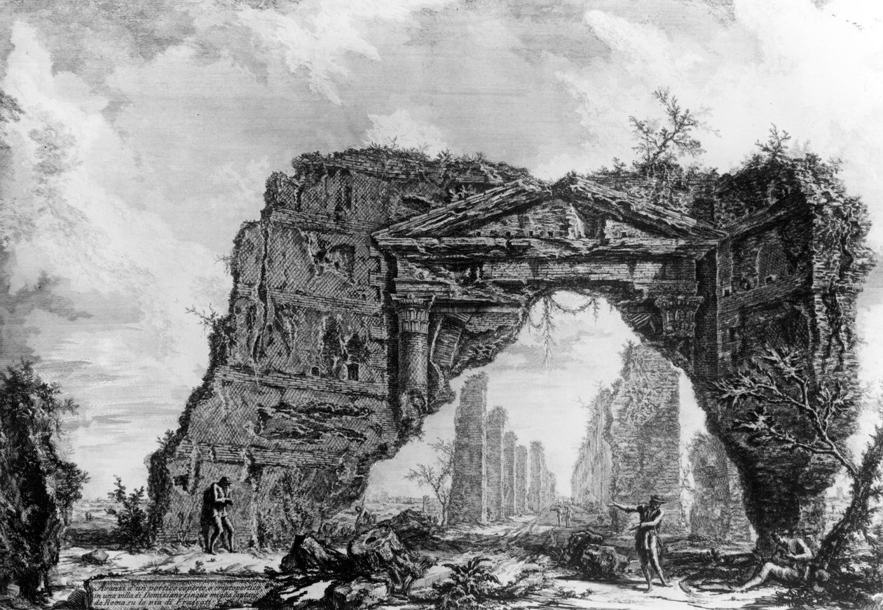 Vista del pórtico en ruinas de la Villa dei Sette Bassi, de la serie 