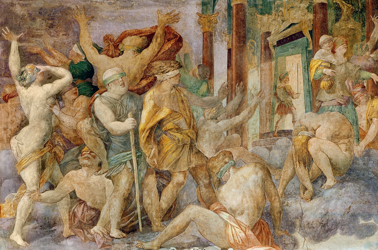 Francisco I expulsa a los vicios y entra en el Templo de Júpiter, c.1522-40 de Giovanni Battista Rosso Fiorentino