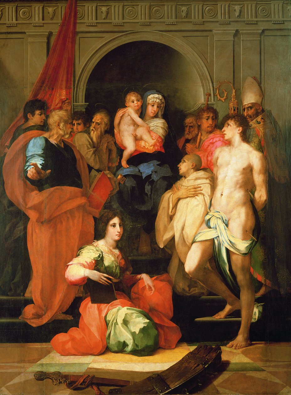 Madonna Entonada con Diez Santos de Giovanni Battista Rosso Fiorentino