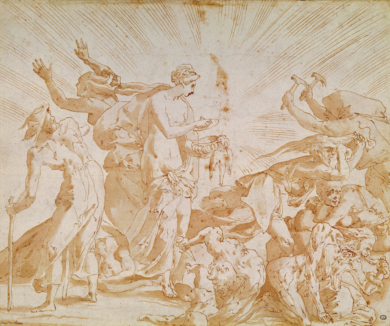 Pandora abriendo la caja de Giovanni Battista Rosso Fiorentino