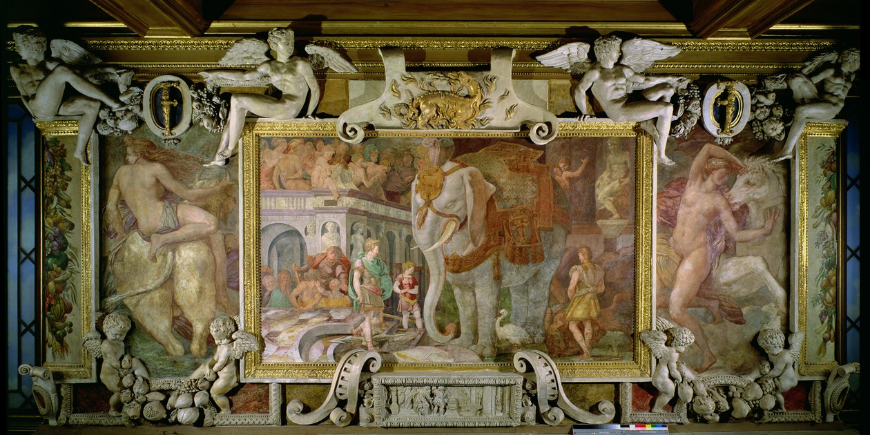 El elefante triunfal, un tributo alegórico a Francisco I (detalle) de Giovanni Battista Rosso Fiorentino