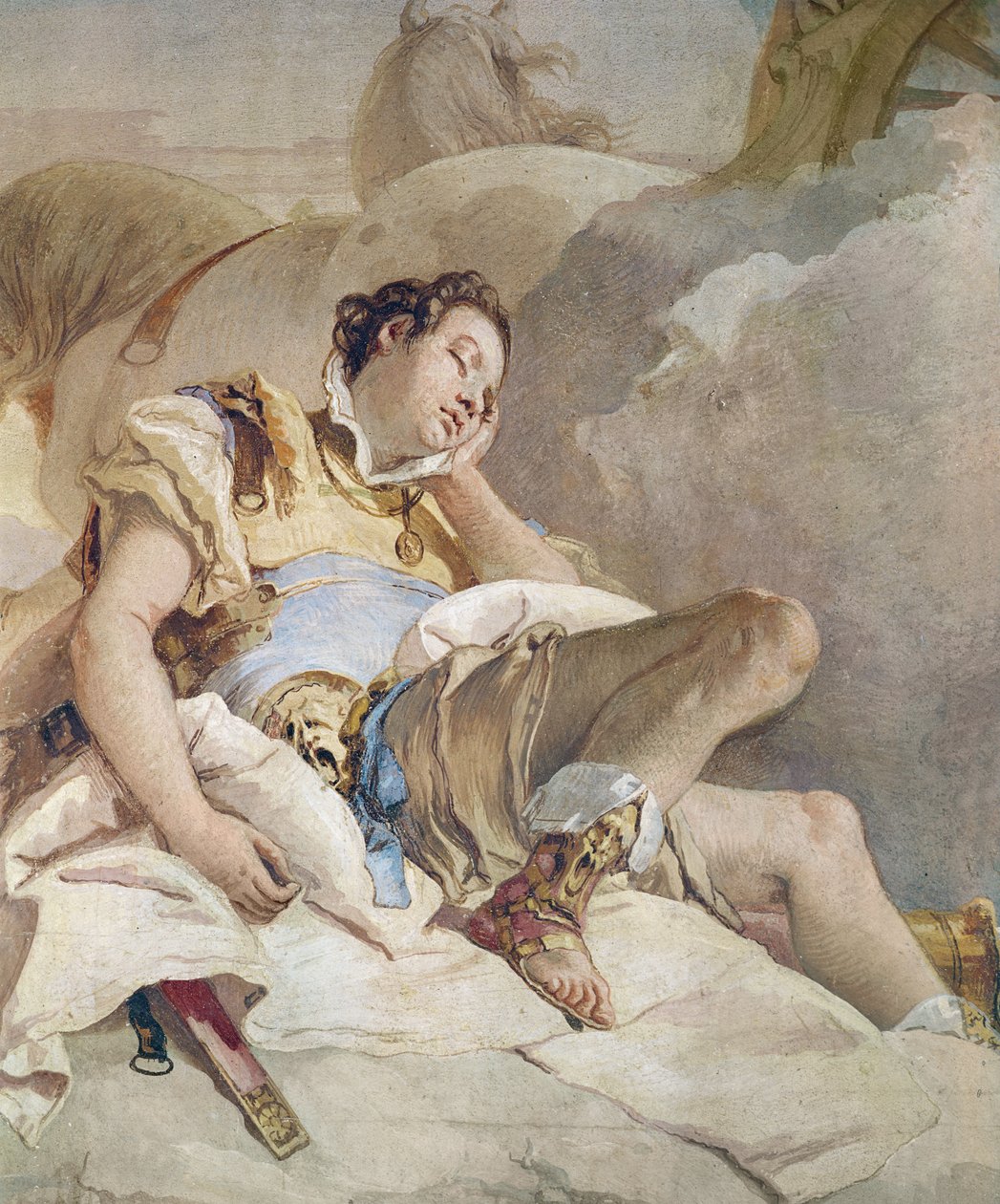 Armida Raptando al Durmiente Rinaldo, detalle de Rinaldo, de 