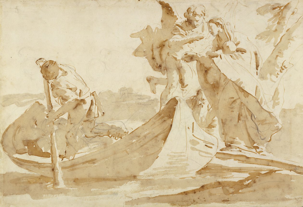 Huida a Egipto, 1725-35 de Giovanni Battista Tiepolo