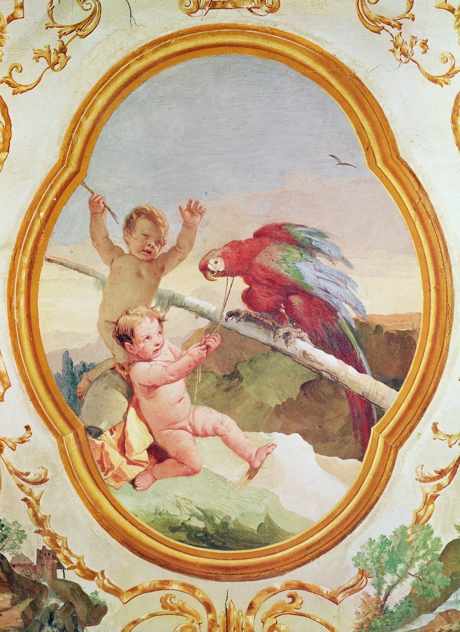 Dos putti jugando con un loro de Giovanni Battista Tiepolo