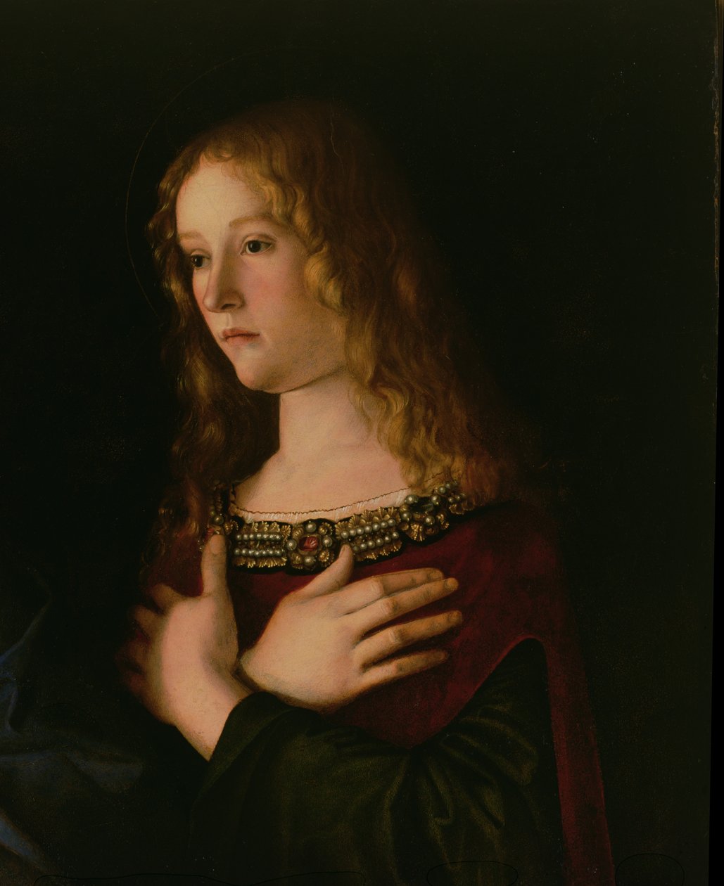 María Magdalena, detalle de la Virgen y el Niño con Santa Catalina y María Magdalena, c.1500 de Giovanni Bellini