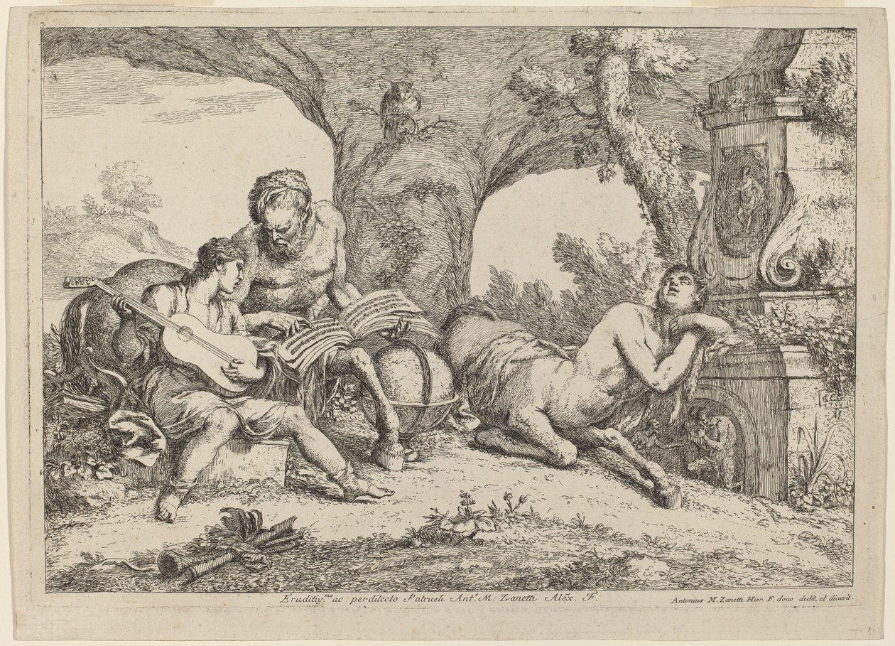 Quirón Enseñando Música a Aquiles, 1758 de Giovanni Benedetto Castiglione