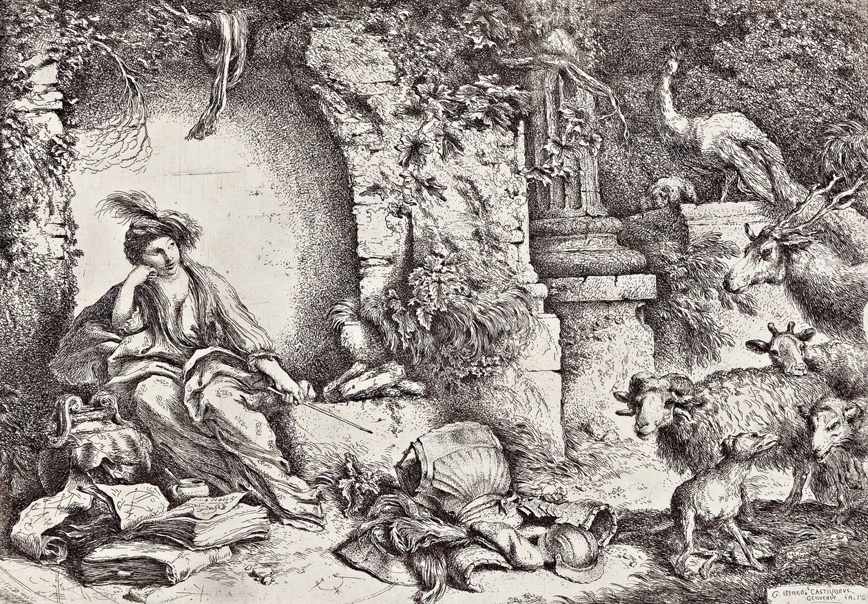 Circe con compañeros de Ulises transformados en animales de Giovanni Benedetto Castiglione