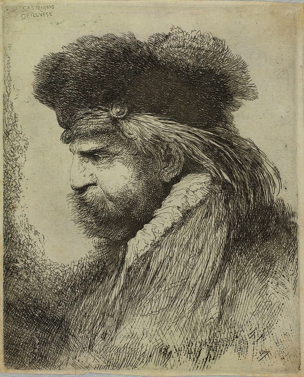Grandes estudios de cabezas con tocado oriental de Giovanni Benedetto Castiglione