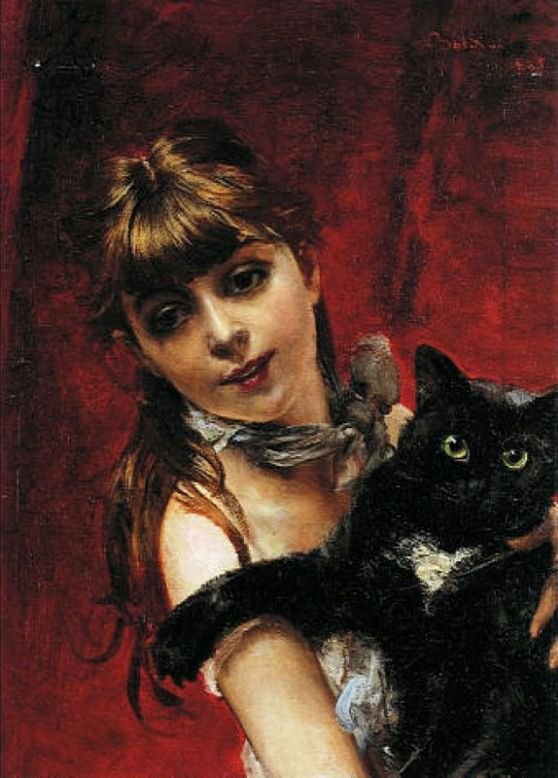 Niña con un gato negro de Giovanni Boldini