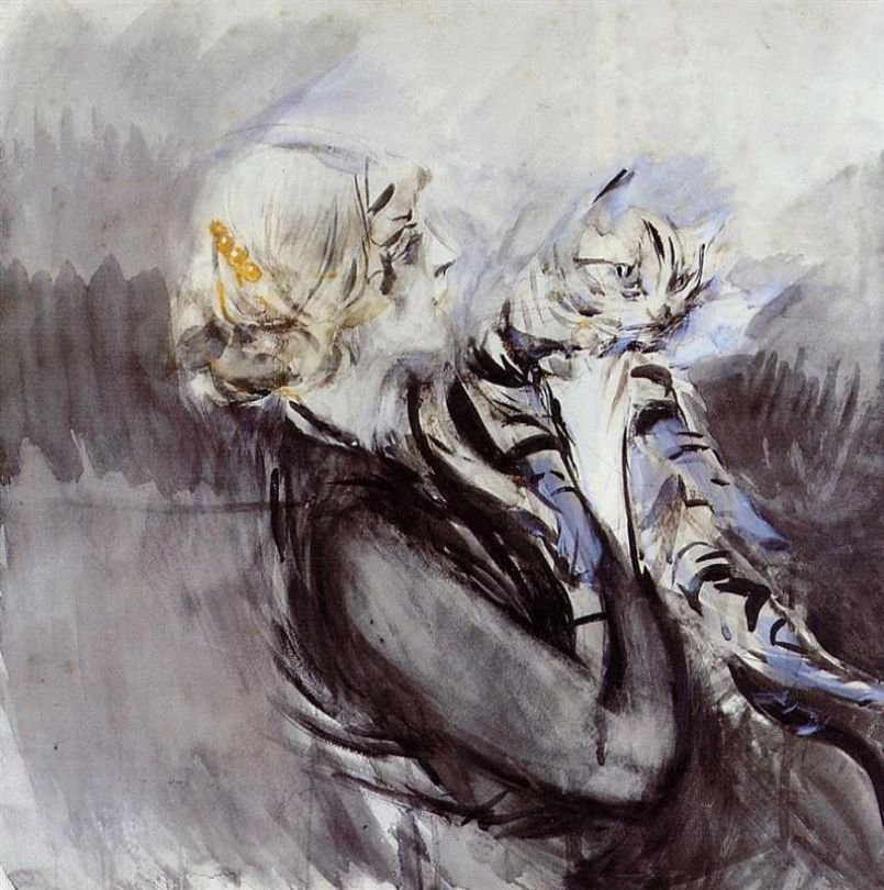 La Dama con un Gato de Giovanni Boldini