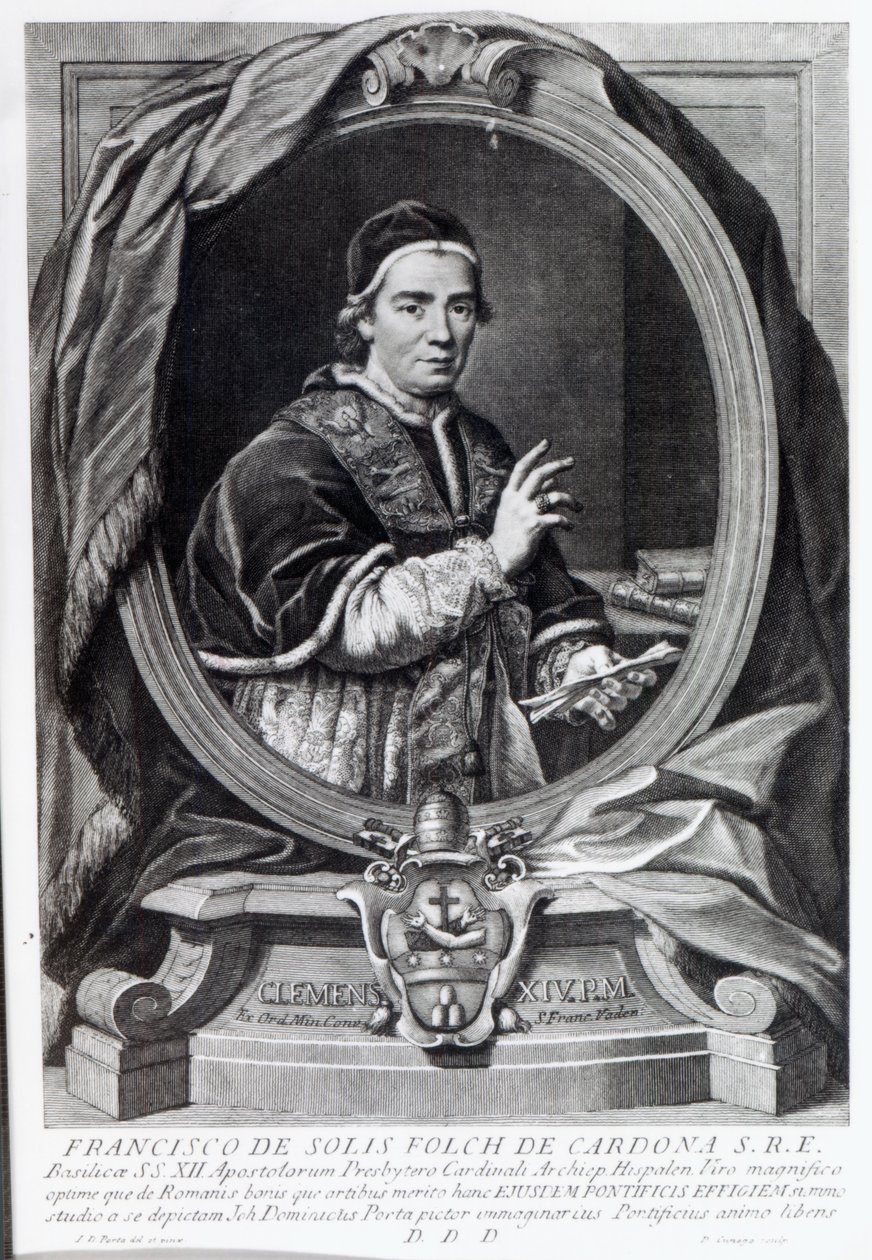 Papa Clemente XIV, grabado por Domencio Cunego de Giovanni Domenico Porta