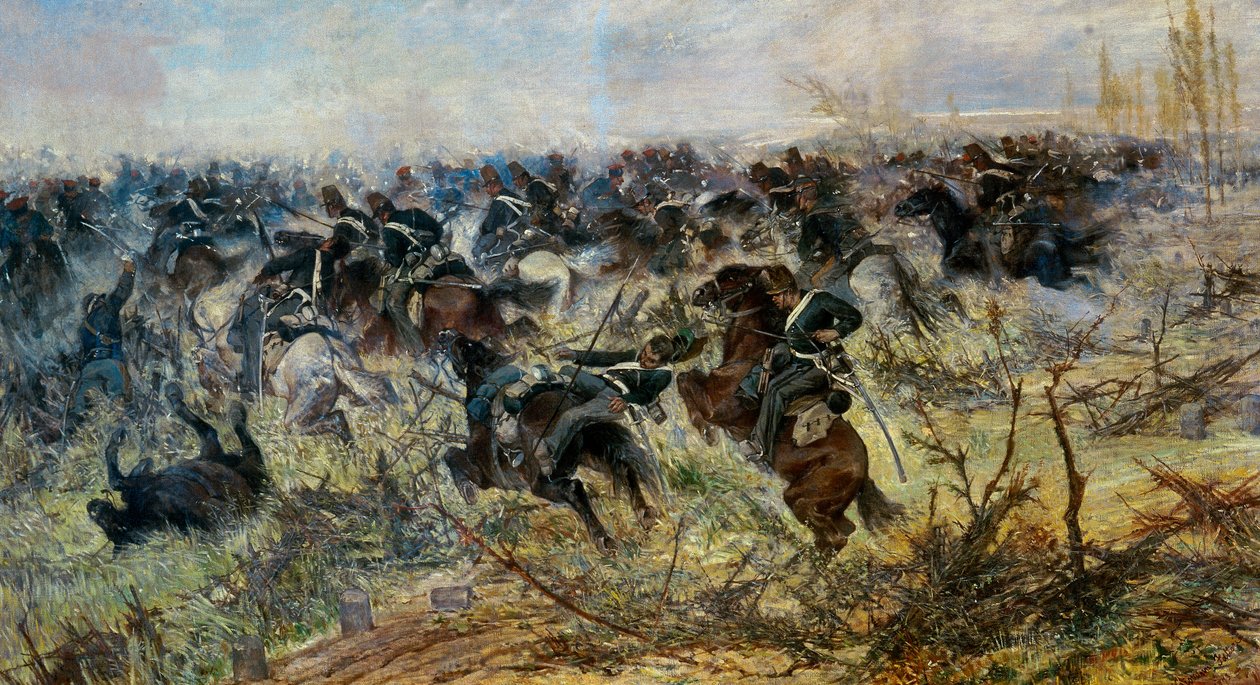 Carga de caballería en Montebello de Giovanni Fattori