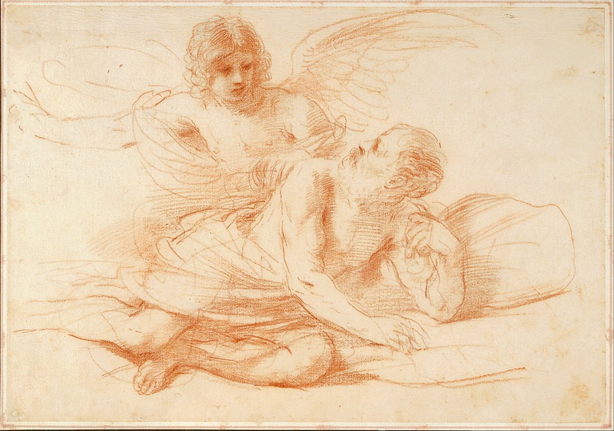 San Pedro y el ángel de Giovanni Francesco Barbieri