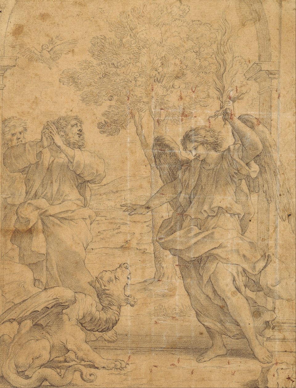 Arcángel Uriel y el dragón de Giovanni Francesco Romanelli