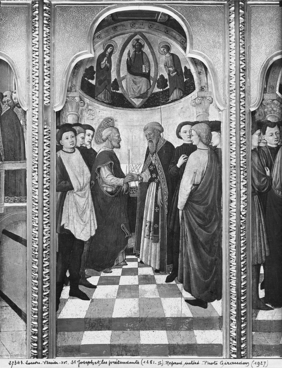Ciclo de la vida de la Virgen, San José y los pretendientes, c.1445 de Giovanni Francesco da Rimini