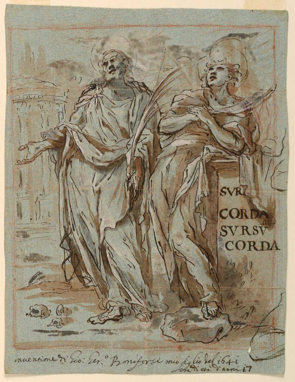 Dibujo, dos mártires, 1641 de Giovanni Gerolama Boniforte