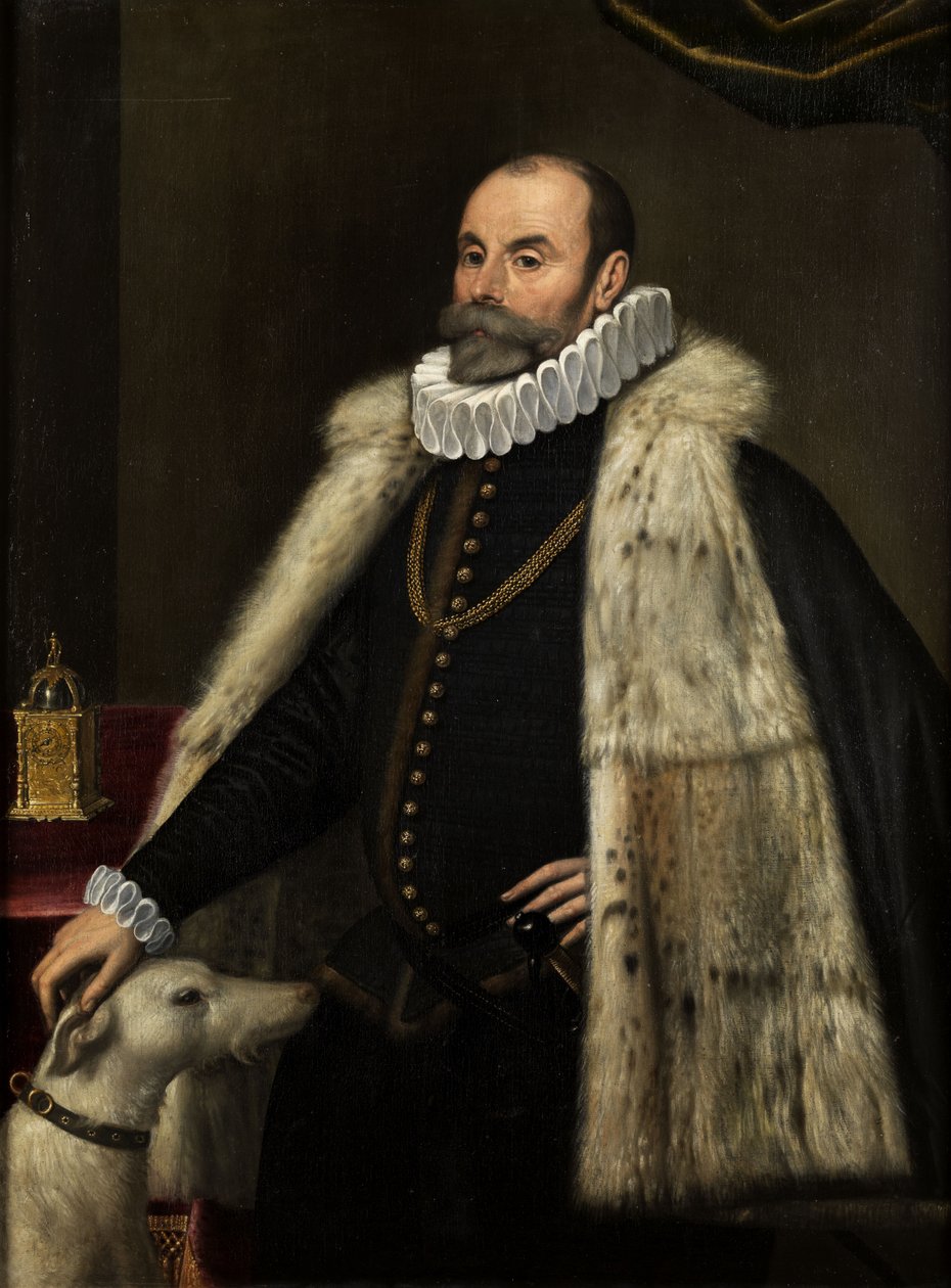 Retrato de un noble con perro de Giovanni Paolo Cavagna