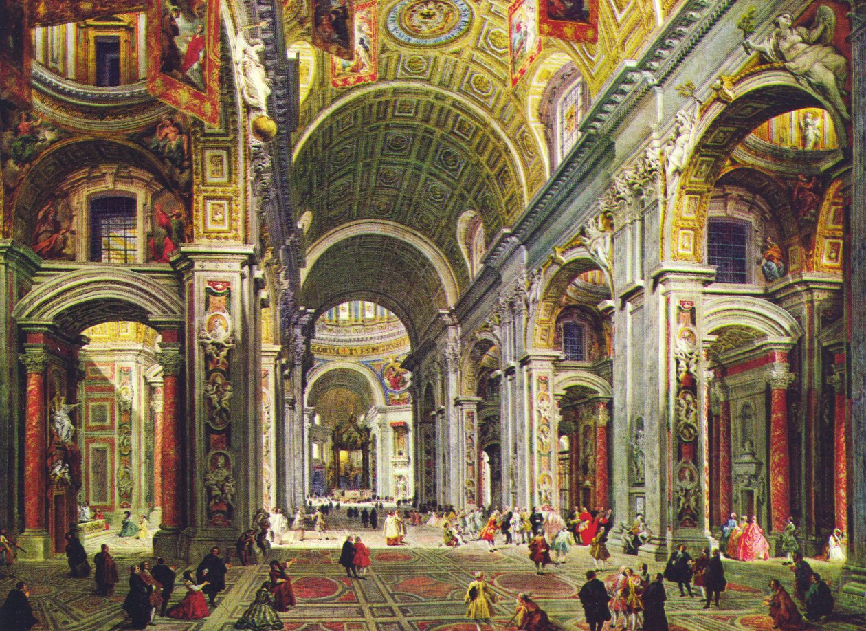Interior de San Pedro, Roma de Giovanni Paolo Pannini
