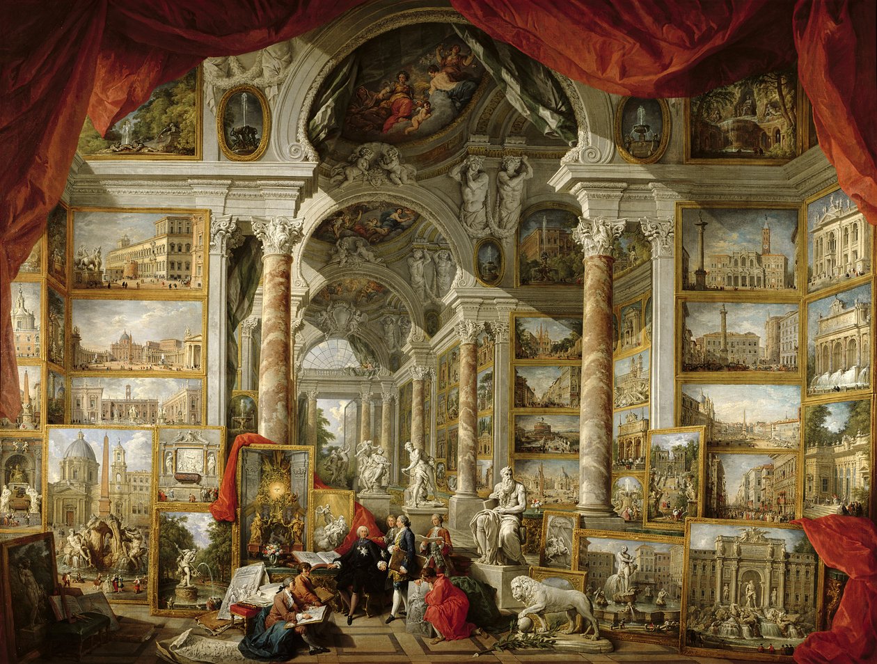 Galería con vistas de la Roma moderna, 1759 de Giovanni Paolo Pannini